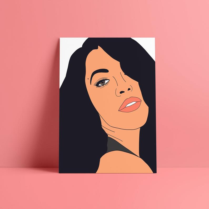 794x796 Aaliyah Art Illustration Drawing Singer Portrait Pop Art Etsy - Aaliyah Drawing Step By Step