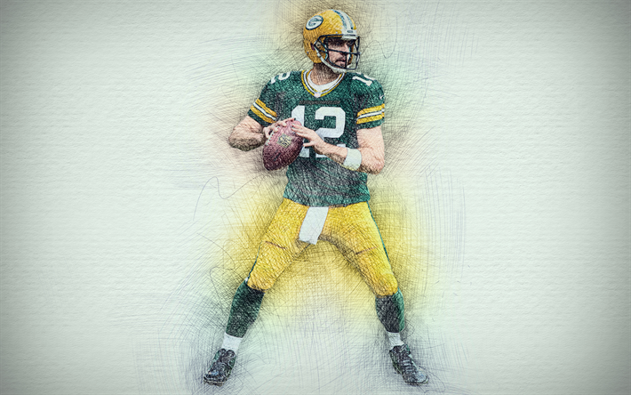 710x444 download wallpapers aaron rodgers, artwork, american football - Aaron Rodgers Drawing