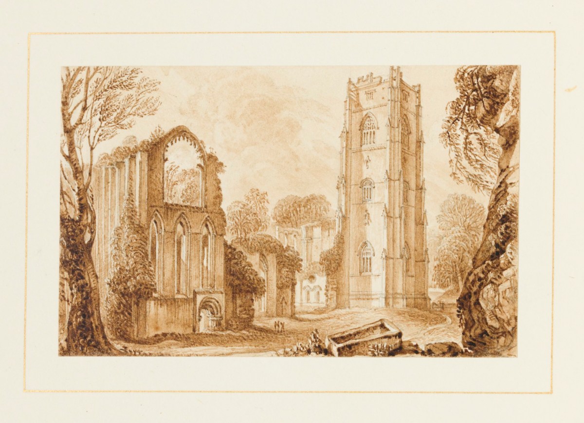1200x871 Fountains Abbey, Yorkshire Works Of Art Ra Collection Royal - Abbey Drawing