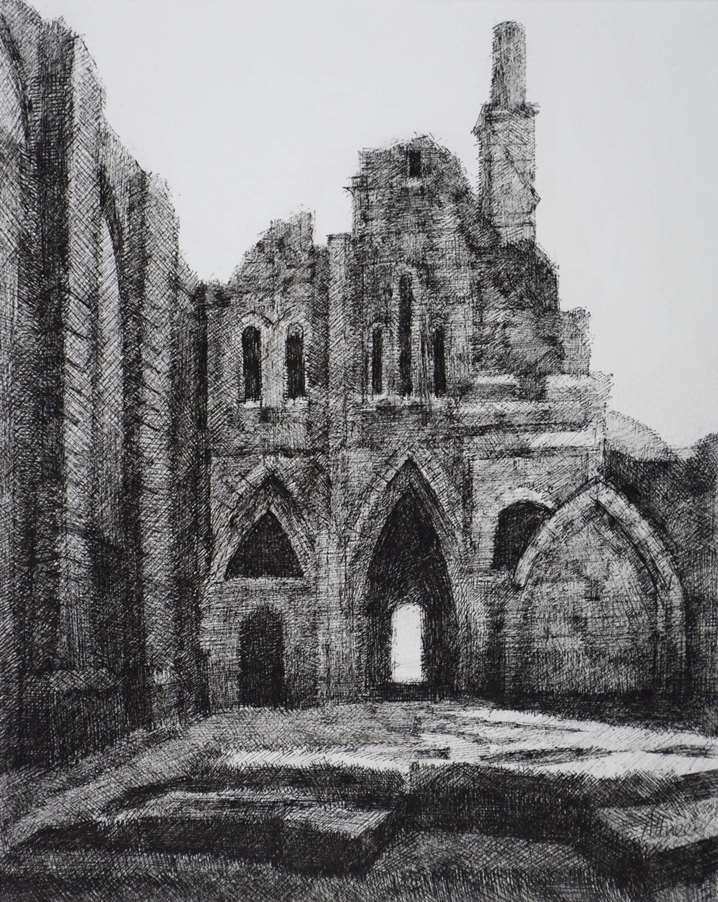 718x902 Original Drawing Of Fountains Abbey - Abbey Drawing