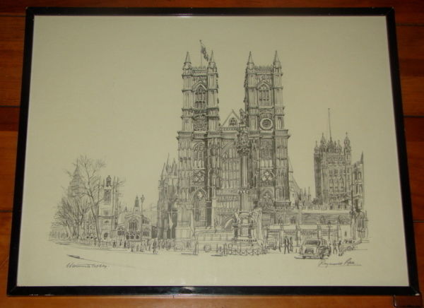 600x436 raymond piper artist drawing westminster abbey art original signed - Abbey Drawing