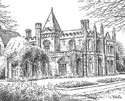 400x324 Warley Woods, Warley Abbey, Worcestershire, Pen Drawing - Abbey Drawing