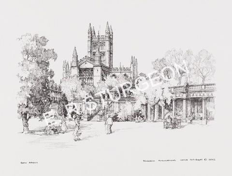 480x364 bath abbey, somerset pencil drawing sturgeon publications - Abbey Drawing