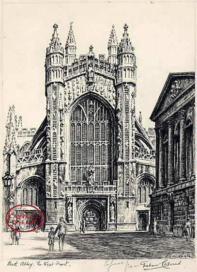 407x560 Bath Abbey The West Front - Abbey Drawing