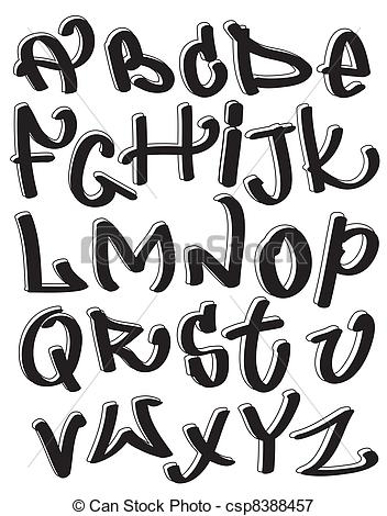 352x470 graffiti font alphabet, abc letters - Abc Drawing