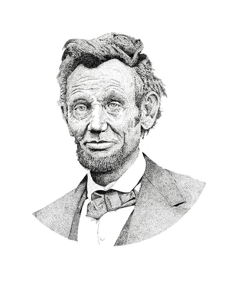 794x1059 abraham lincoln stipple drawing and etsy - Abraham Drawing
