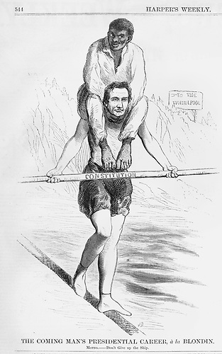 313x500 Abe Lincoln Cartoon Carrying A Black Man David M Doody Photo - Abraham Lincoln Cartoon Drawing