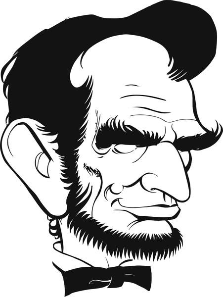 451x600 Abraham Lincoln Portrait Caricature Vector Illustration Free - Abraham Lincoln With Hat Drawing