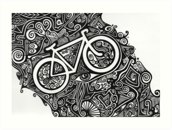 549x413 Bicycle Abstract Art Drawing Crazy Mind Art Prints - Abstract Art Drawing