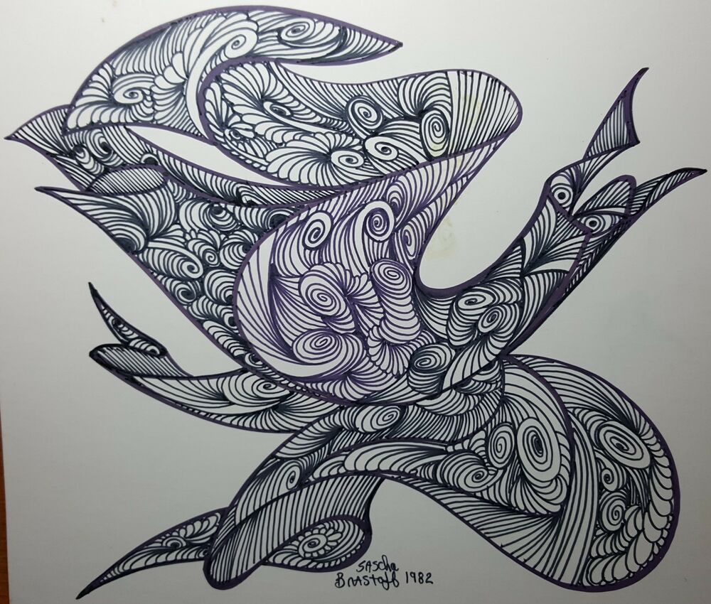 1000x850 Sascha Brastoff Drawing Original Art Abstract Bird Ebay - Abstract Bird Drawing