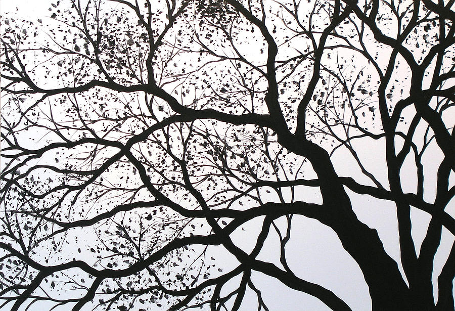 900x615 Original Abstract Black And White Landscape Trees Art Painting - Abstract Black And White Drawings