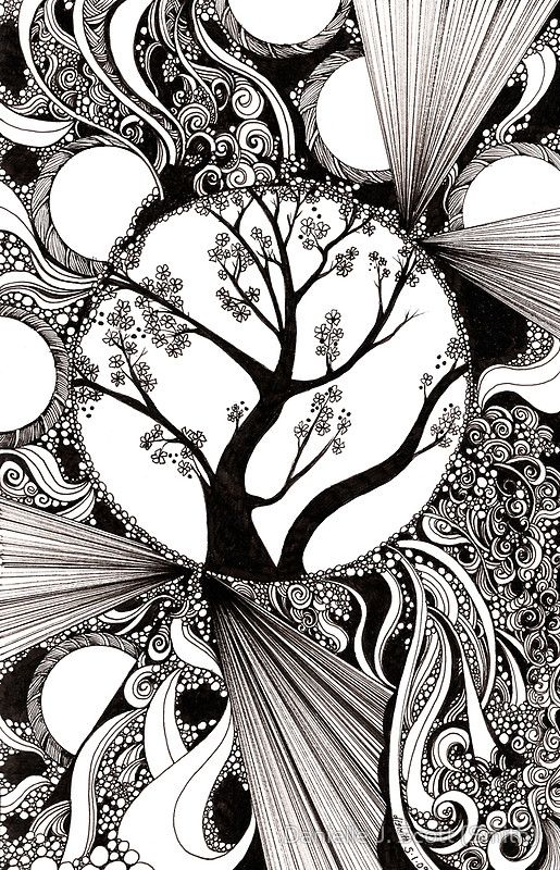 515x800 Black And White Abstract With Trees - Abstract Black And White Drawings