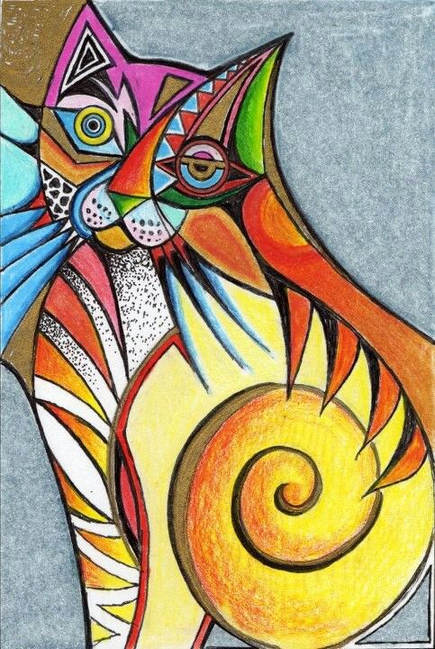 483x720 Abstract Cat - Abstract Cat Drawing