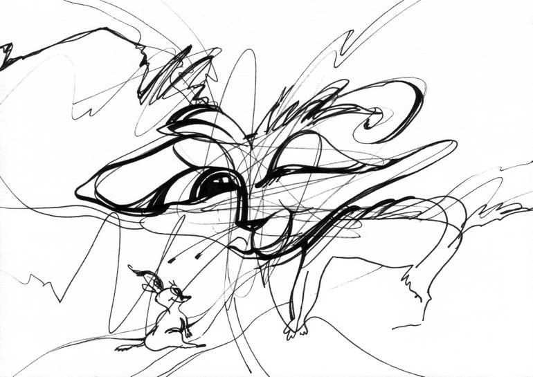 770x545 Abstract Cat And Mouse, Animated Cartoon Drawing - Abstract Cat Drawing