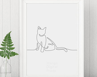 340x270 Abstract Cat Art Etsy - Abstract Cat Drawing