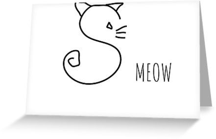 441x283 Meow Abstract Cat Drawing Greeting Cards - Abstract Cat Drawing