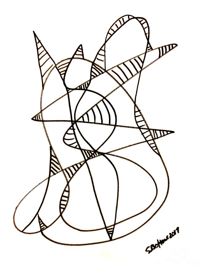 691x900 Abstract Cat Drawing - Abstract Cat Drawing