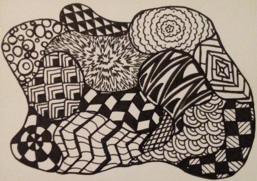 900x634 Aceo Zentangle Abstract Design Drawing - Abstract Design Drawing