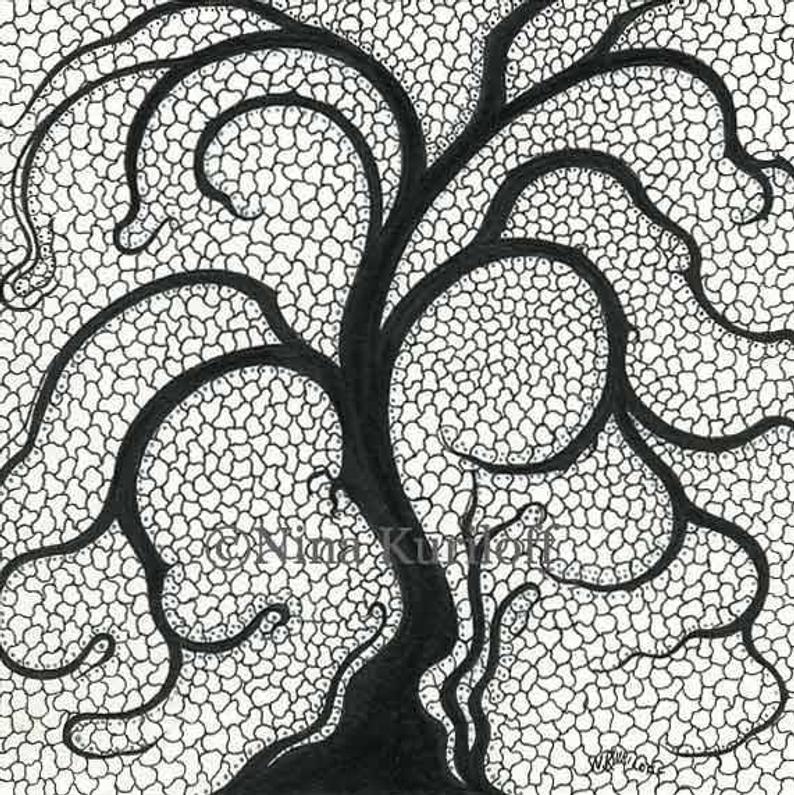 794x795 Original Art Tree Design Drawing Cells Abstract Nonobjective Etsy - Abstract Design Drawing