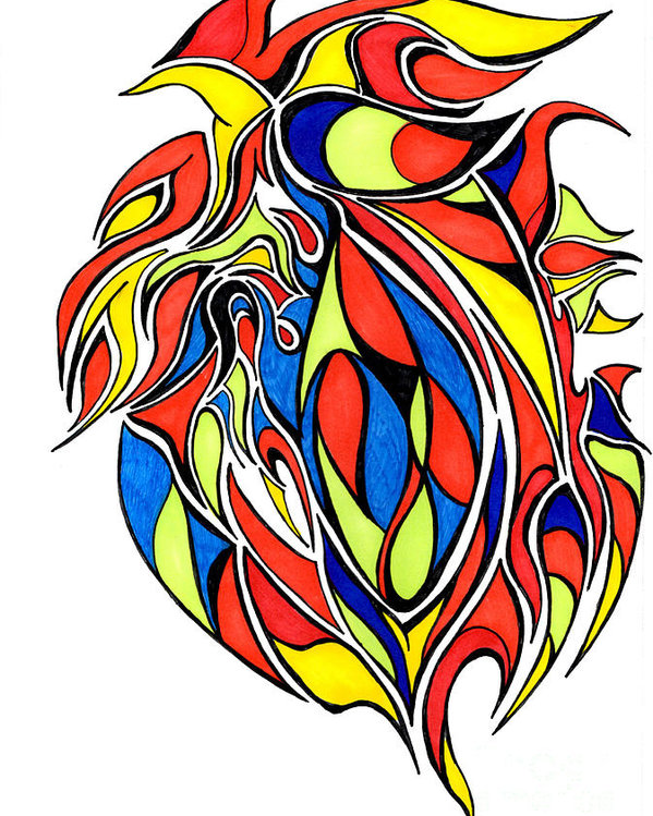 599x749 Abstract Drawing In Primary Colors Poster - Abstract Drawing