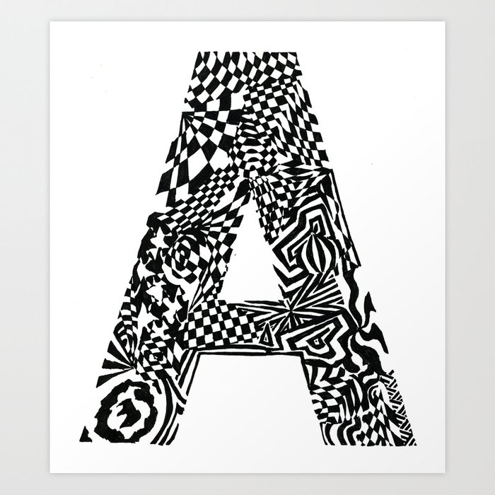 700x700 Alphabet Letter A Hand Drawn Lettering Abstract Pattern - Abstract Drawing Art