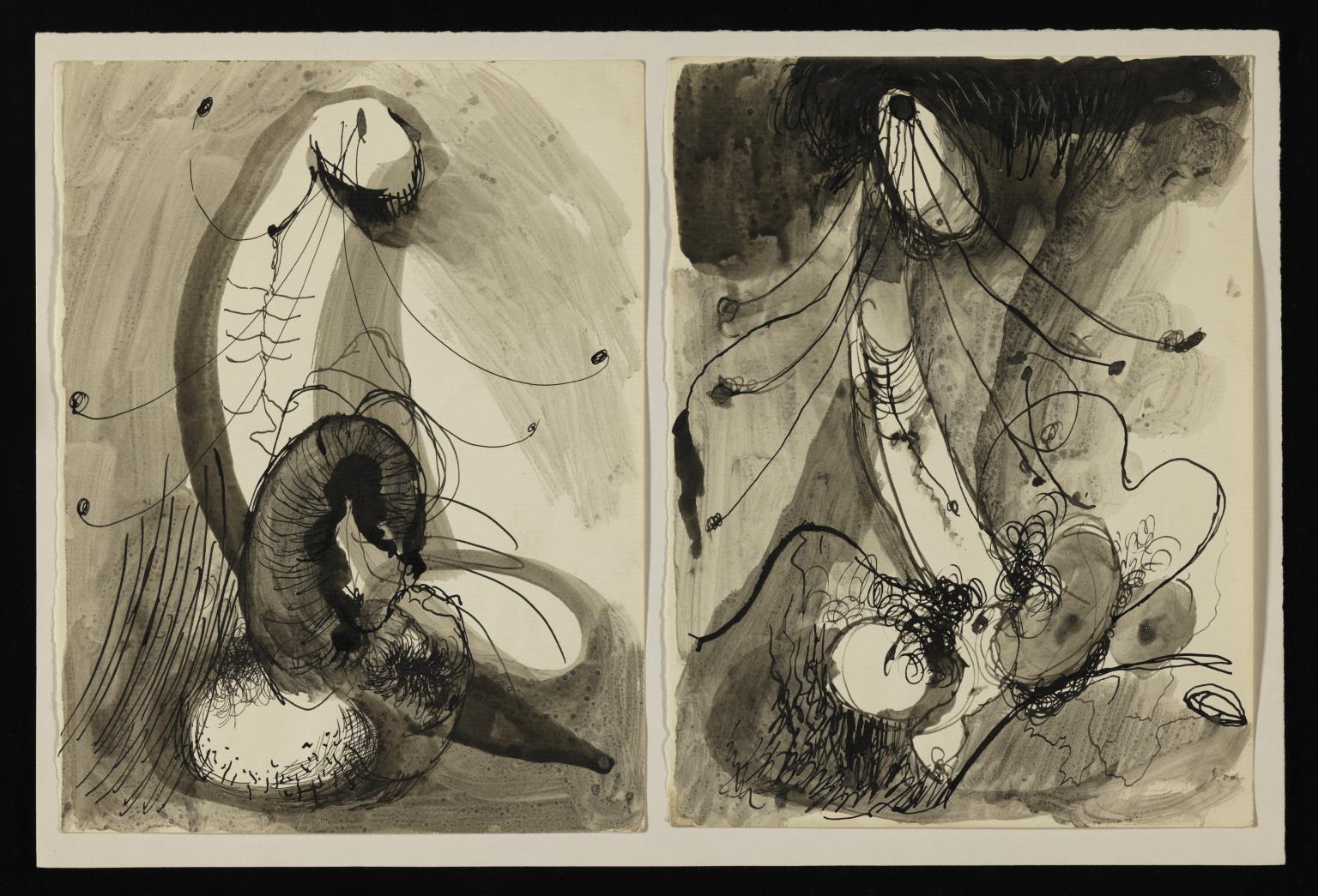 1536x1045 Two Abstract Drawings Of Male Genitals', Keith Vaughan - Abstract Drawing Art