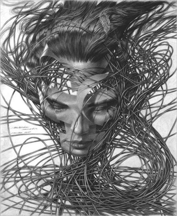 585x711 Beautiful Abstract Drawings Download! Free Premium Templates - Abstract Drawing In Pencil