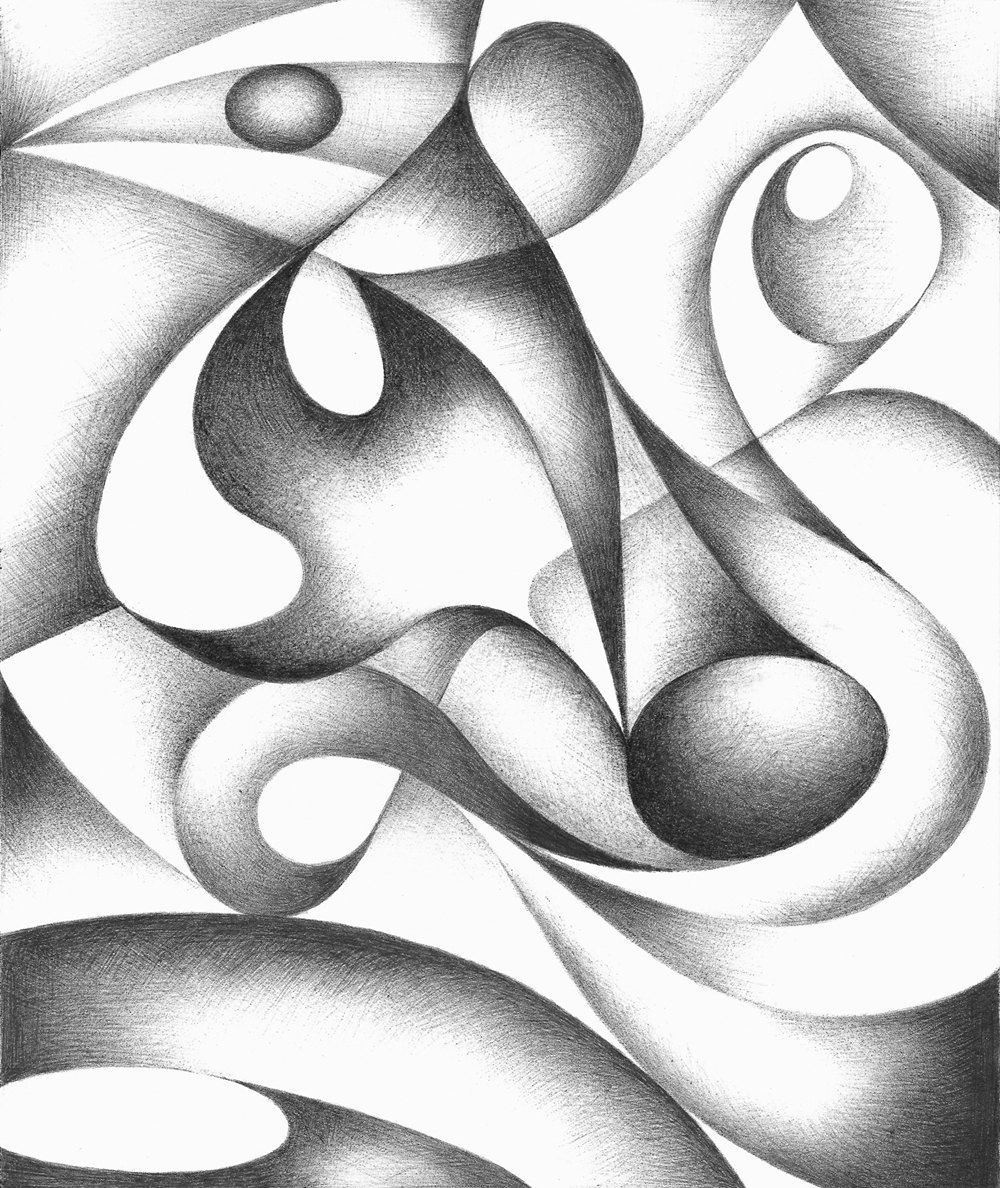 1000x1188 Original Abstract Drawing, Black And White Geometric Freehand Pen - Abstract Drawing In Pencil