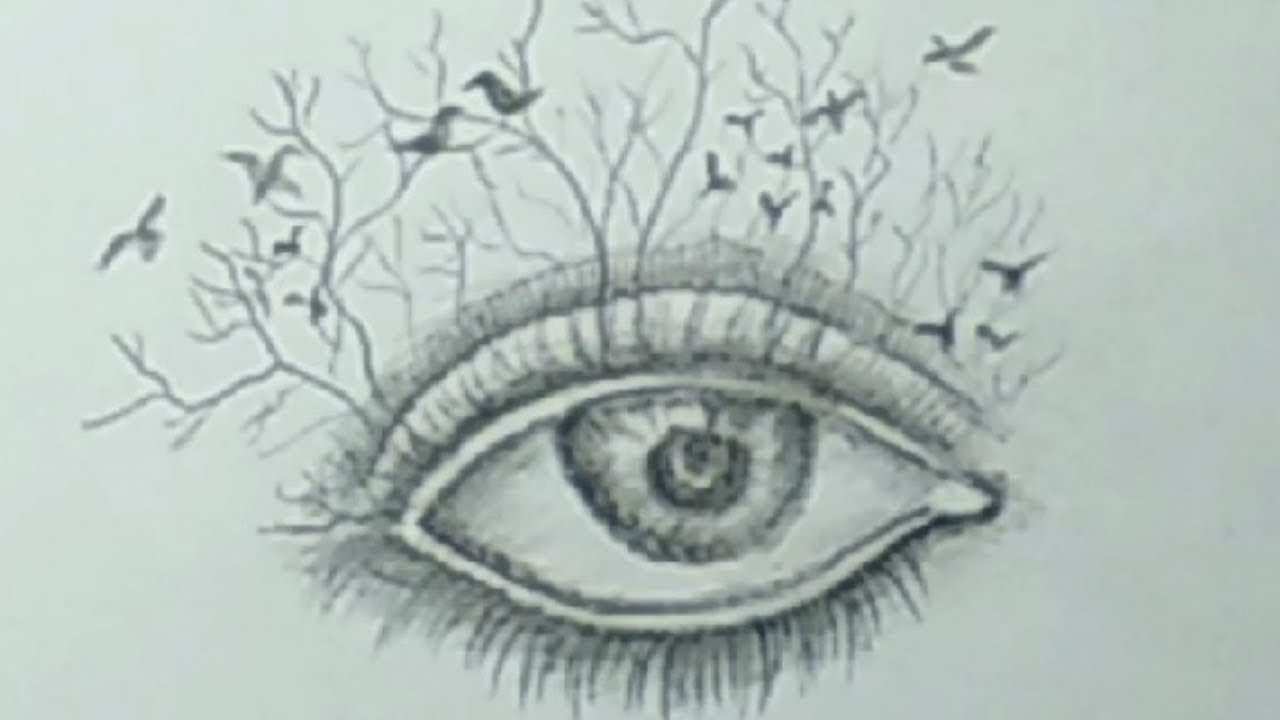 1280x720 Pencil Drawing An Abstract Eye Step - Abstract Drawing In Pencil