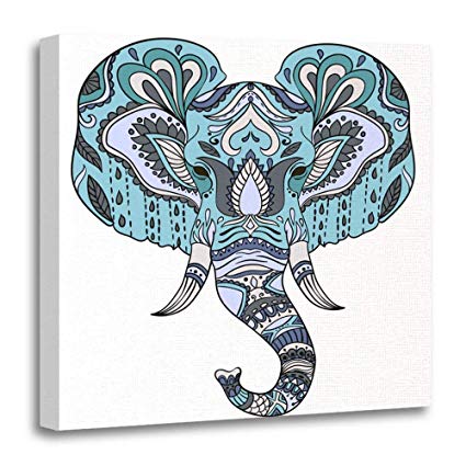 425x425 Emvency Canvas Prints Square Inches African - Abstract Elephant Drawing