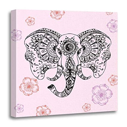 425x425 Emvency Canvas Prints Square Inches Pink Tribal - Abstract Elephant Drawing