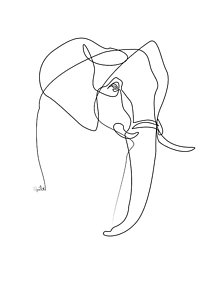 212x300 Elephant Line Digital Art - Abstract Elephant Drawing