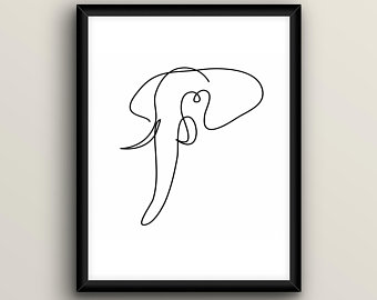 340x270 Elephant Line Art Etsy - Abstract Elephant Drawing