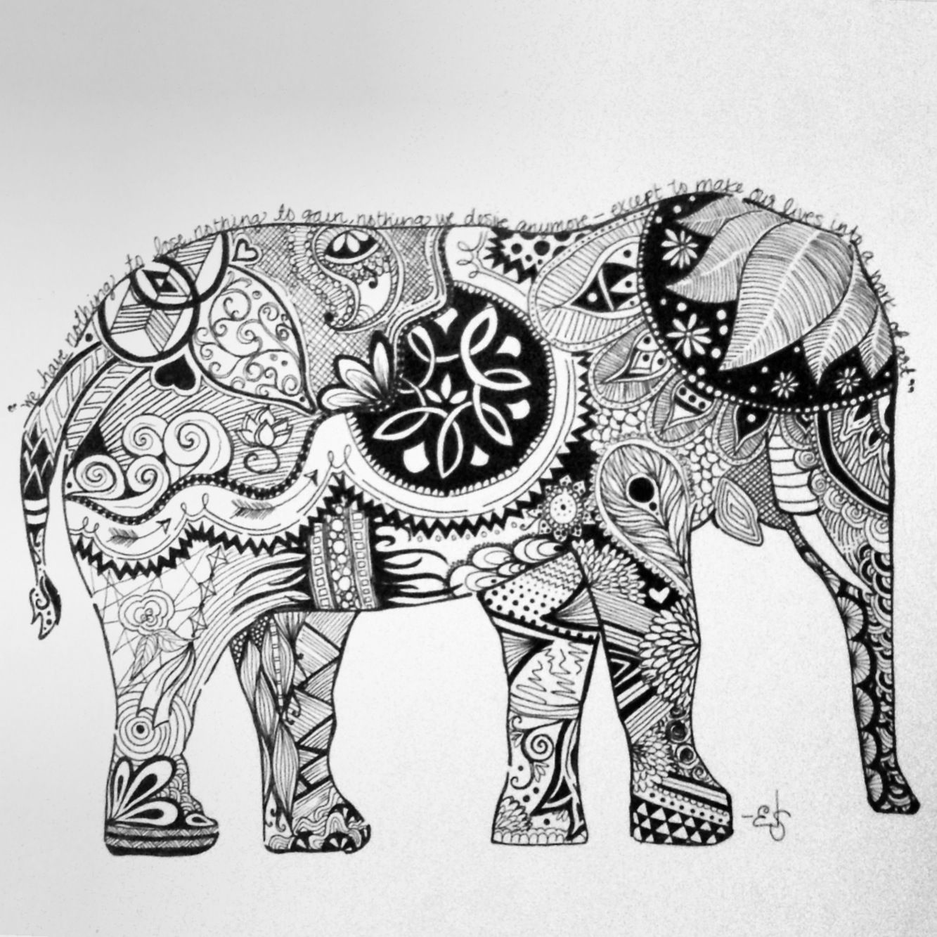 Abstract Elephant Drawing at PaintingValley.com | Explore collection of ...