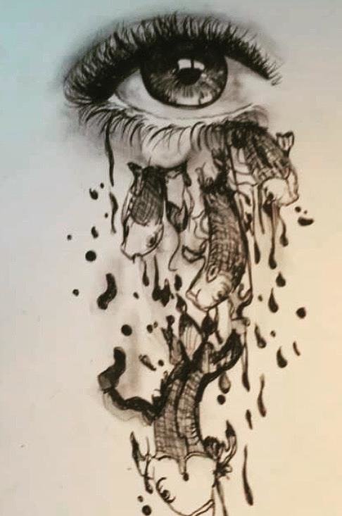 486x733 Abstract Eye Drawing Art Print - Abstract Eye Drawing