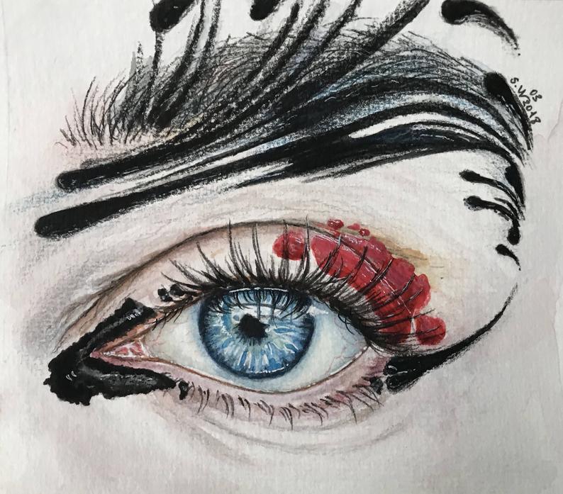 794x697 abstract eye paintingwatercolor eye paintingeye make up etsy - Abstract Eye Drawing