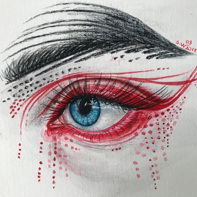 794x794 abstract eye paintingwatercolor eye paintingeye red make up etsy - Abstract Eye Drawing