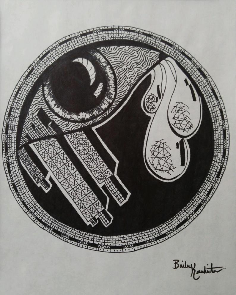 794x993 Black And White Abstract Eye Drawing Etsy - Abstract Eye Drawing