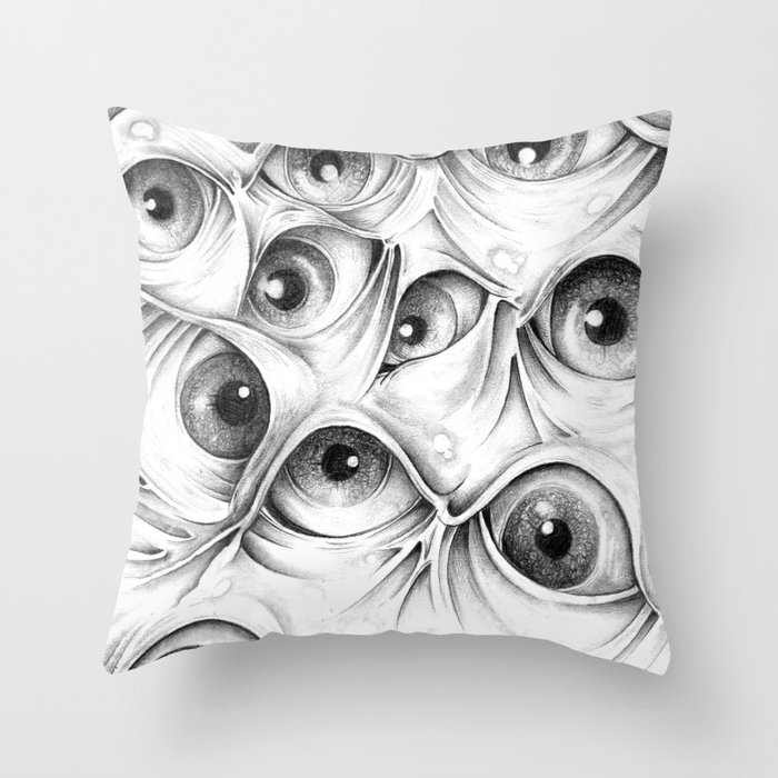 700x700 Trippy Abstract Eyeball Drawing Throw Pillow - Abstract Eye Drawing