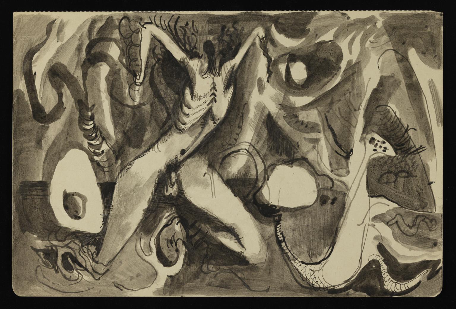 1536x1041 drawing of an abstract headless male figure', keith vaughan - Abstract Figure Drawing