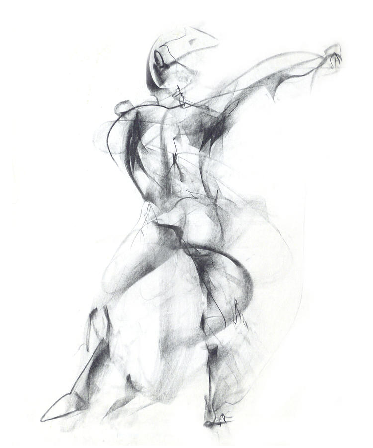 750x900 Wild Dancer Drawing - Abstract Figure Drawing