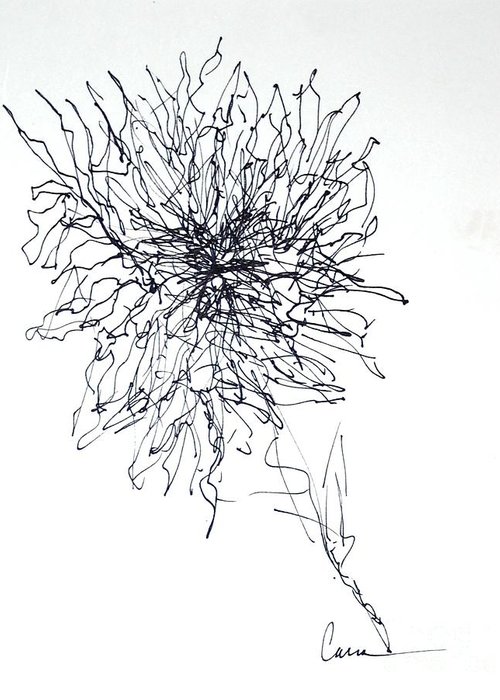 500x700 Abstract Flower Line Drawing Greeting Card For Sale - Abstract Flower Drawing