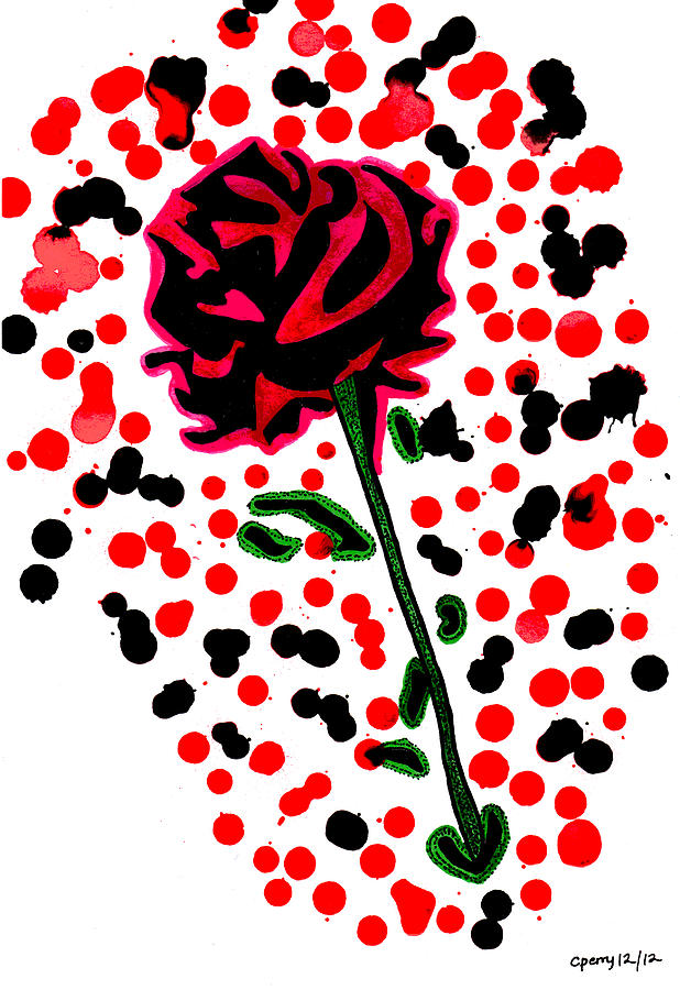 618x900 Abstract Flower With Ink Drops Drawing - Abstract Flower Drawing