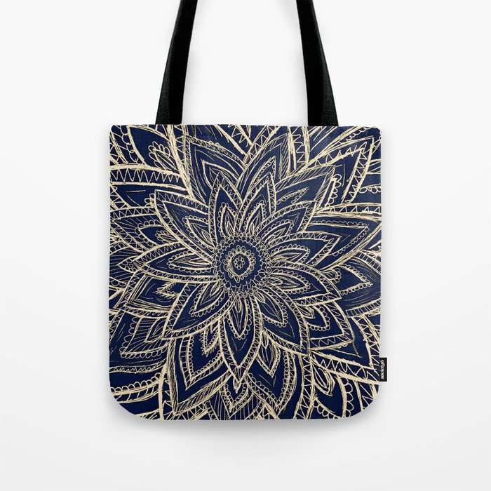 700x700 Cute Retro Gold Abstract Flower Drawing Geometric Tote Bag - Abstract Flower Drawing