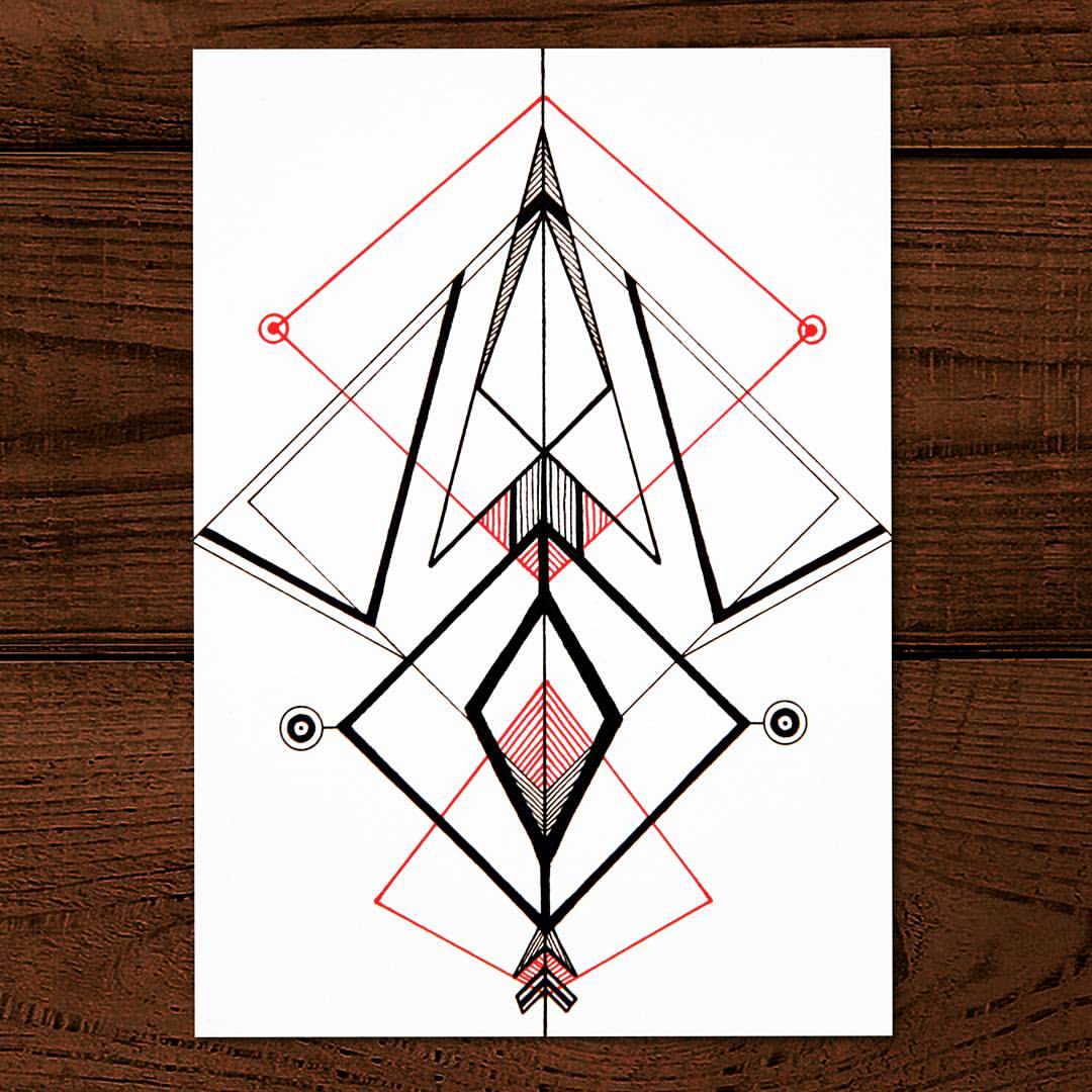 1080x1080 abstract geometric lines on postcard - Abstract Geometric Drawing
