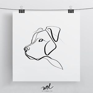 300x300 Pit Bull Art Print, One Line Drawing, Minimal Abstract Art, Custom - Abstract Line Drawing