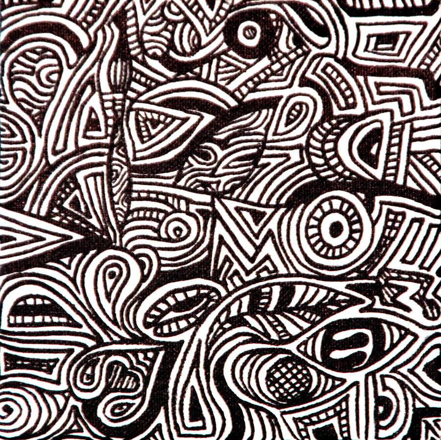 900x898 Abstract Black And White Ink Line Drawing Painting - Abstract Line Drawing