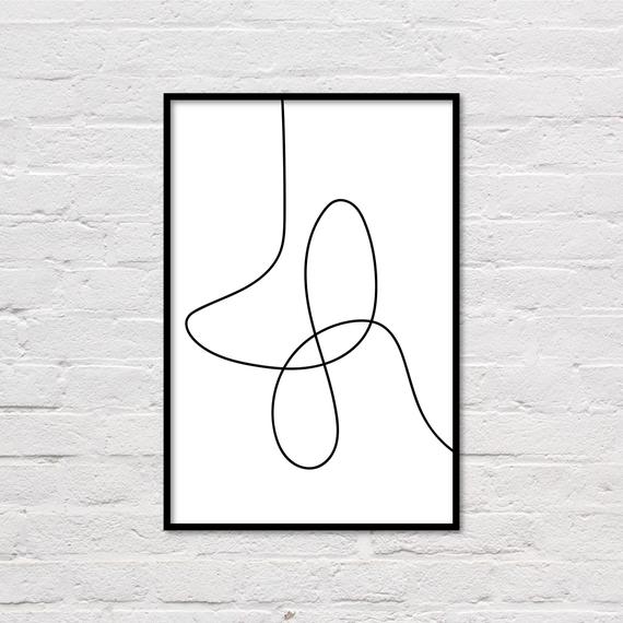 570x570 Abstract Line Art Black And White Wall Art Minimalist Print Etsy - Abstract Line Drawing