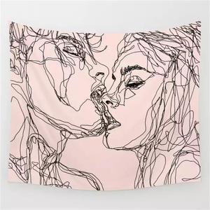 300x300 Abstract Line Kissing Pink Tapestry Wall Hanging Pyhq - Abstract Line Drawing