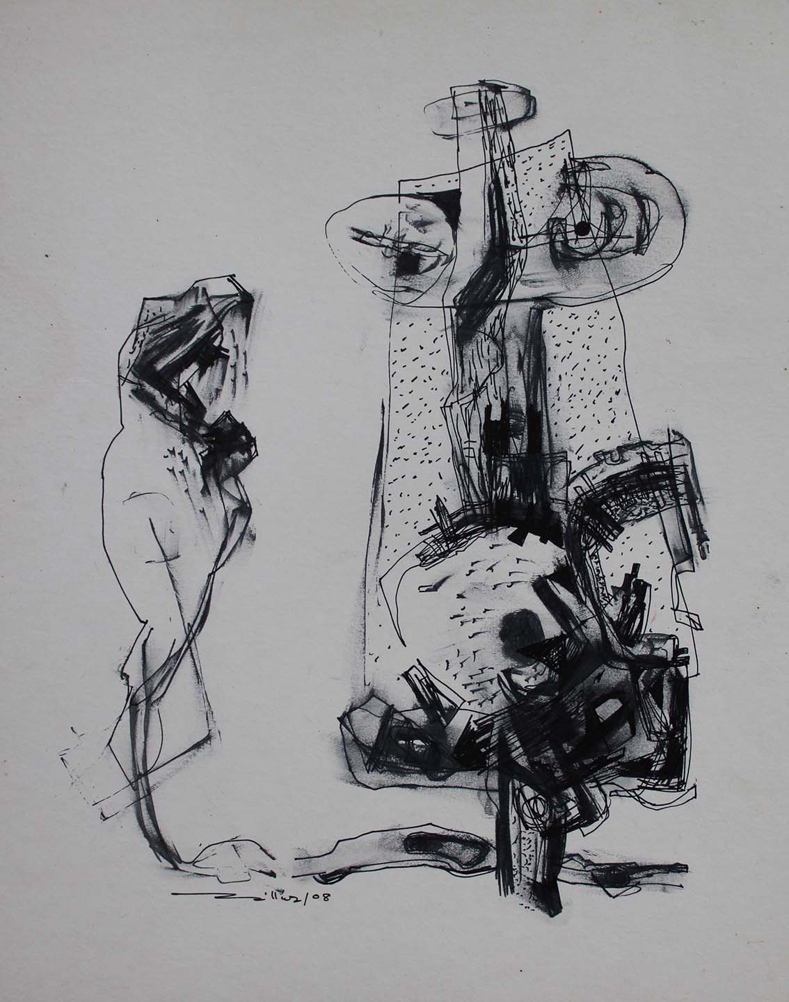 1134x1440 Z Portrait Drawing, Pen On Paper - Abstract Portrait Drawing